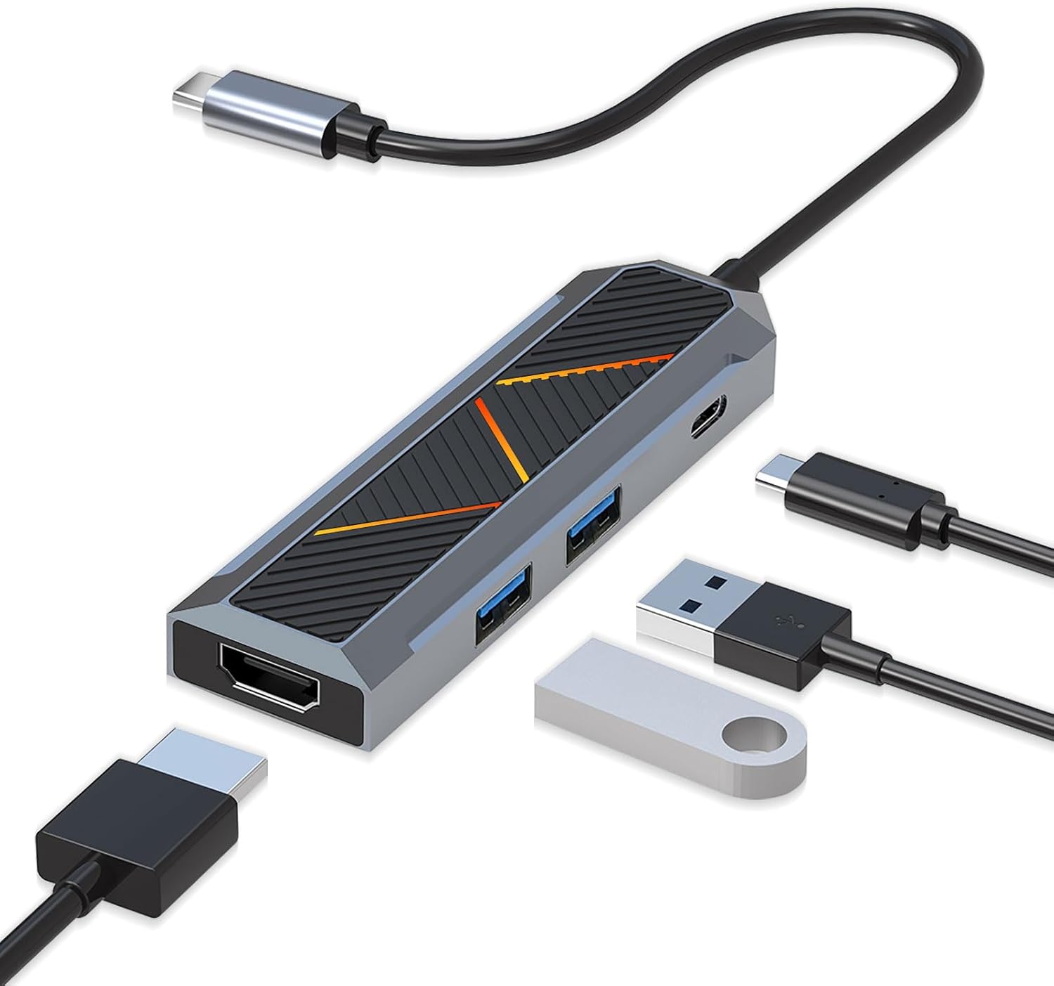 4 az 1-ben USB-C elosztó 4K 60 Hz-es HDMI-elosztóval