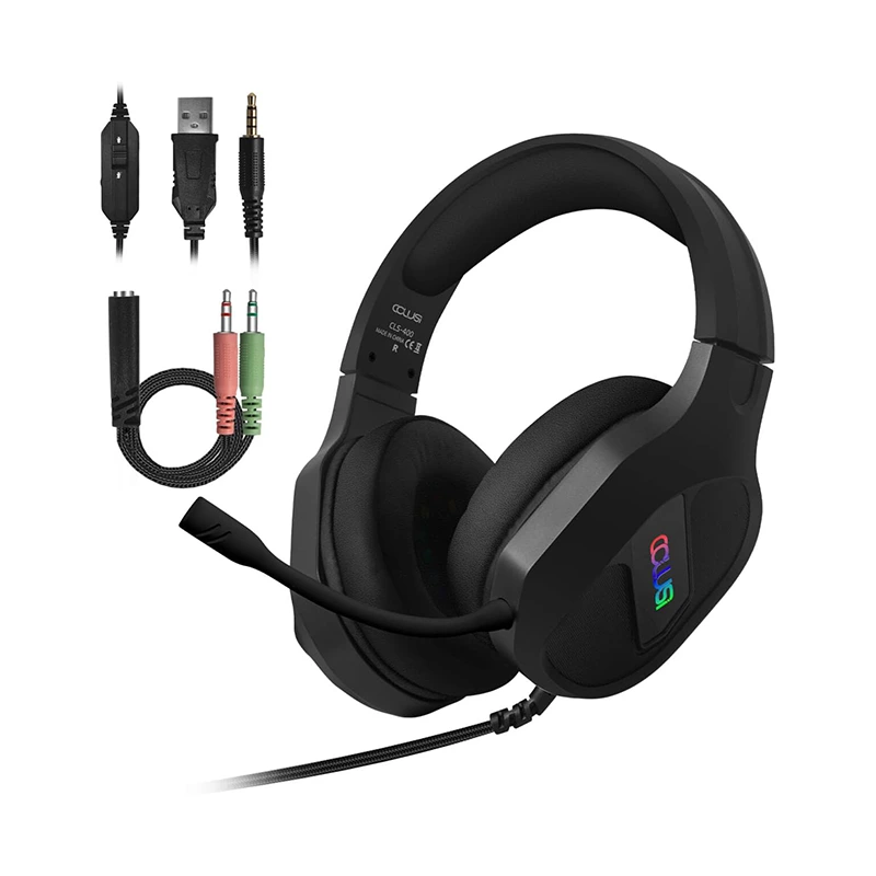 Gaming fejhallgató 3,5 mm-es vezetékes RGB állítható